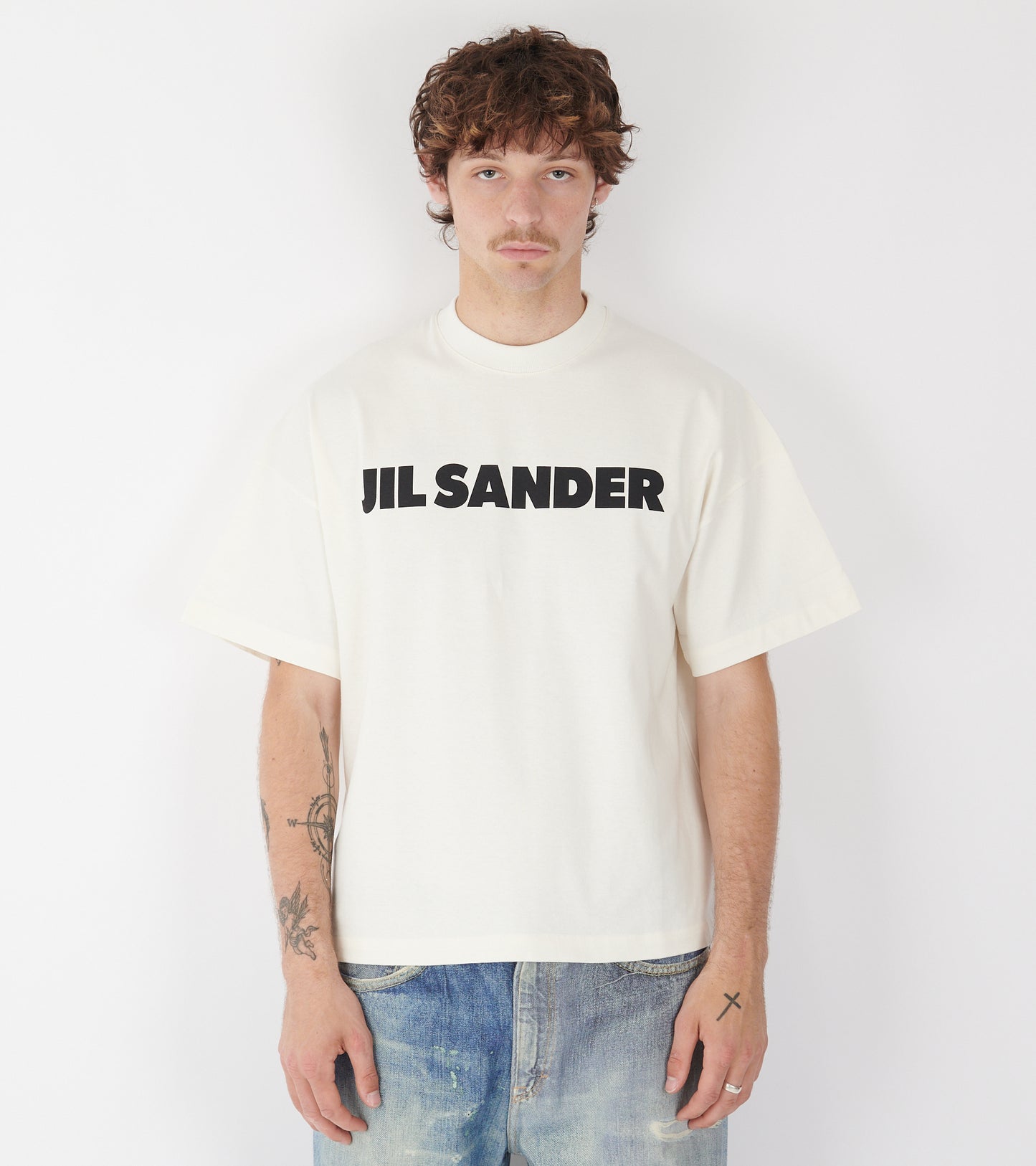 Stiff Lightweight Cotton Jersey Logo T-shirt Porcelain