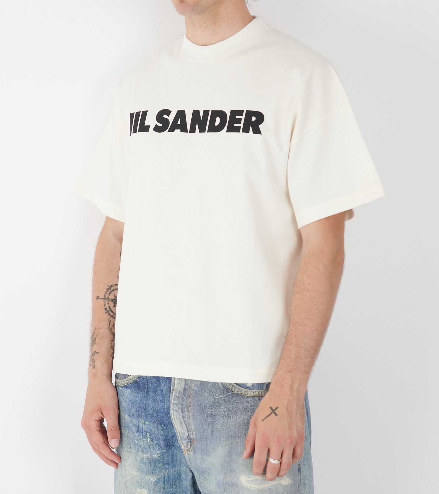Stiff Lightweight Cotton Jersey Logo T-shirt Porcelain