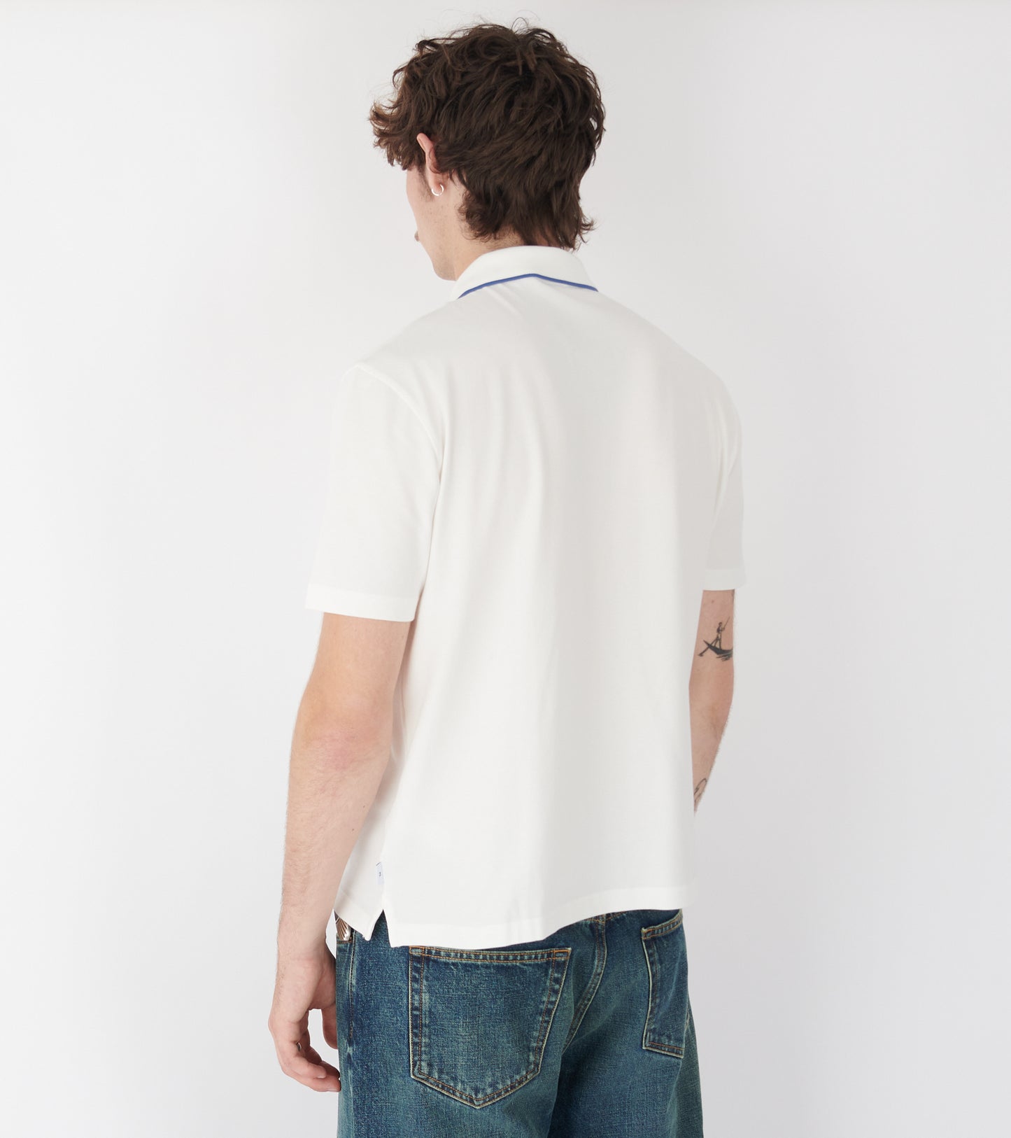 S/S Button Front Polo White