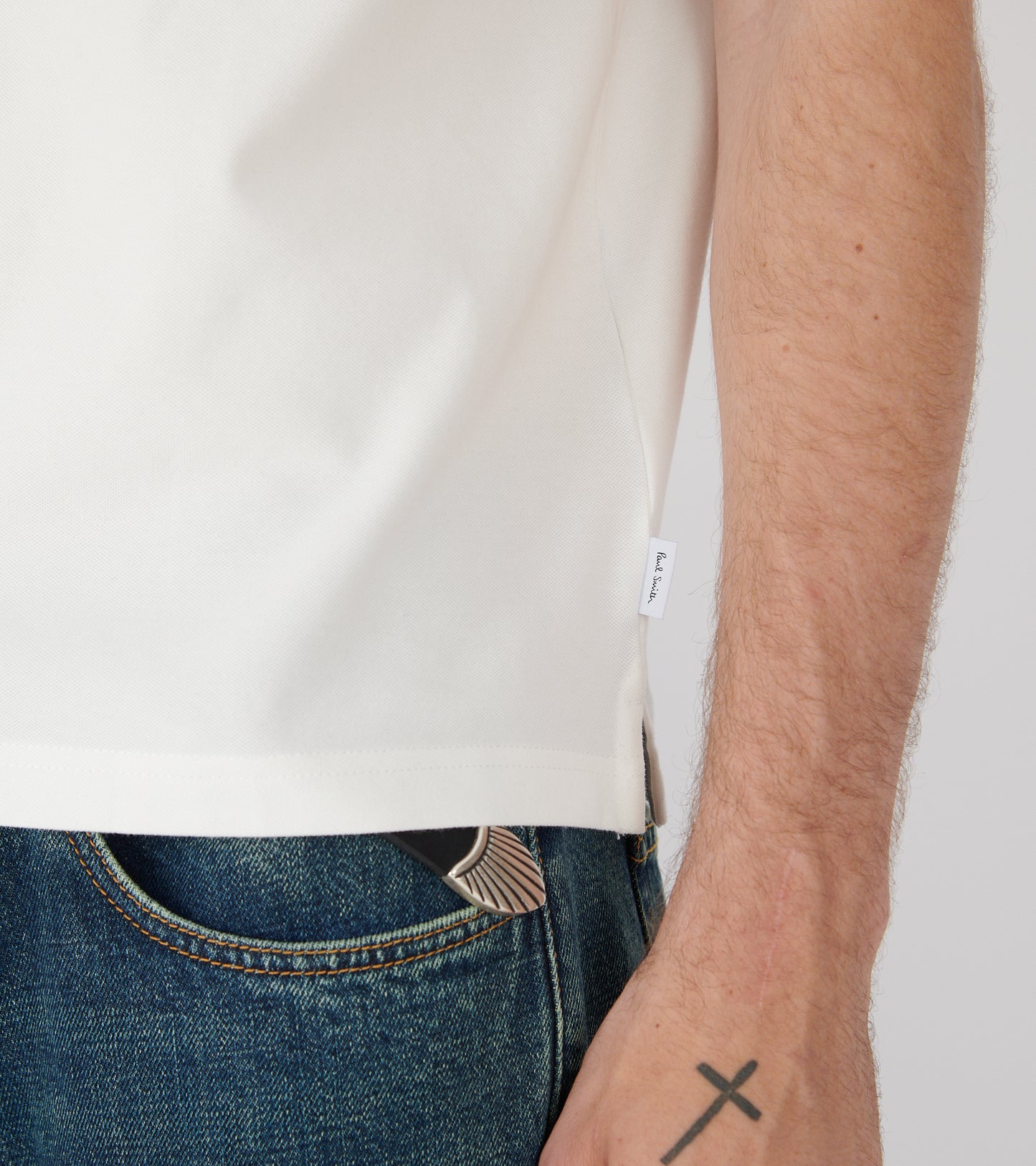 S/S Button Front Polo White