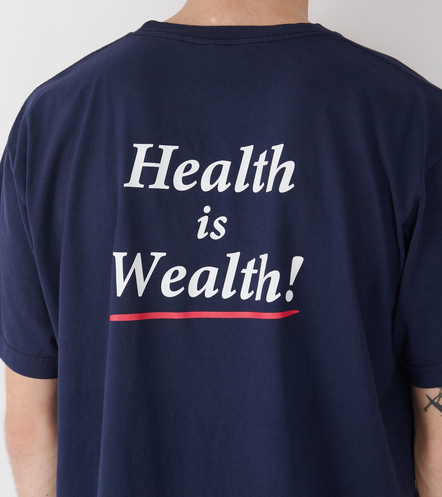 Health Is Wealth T-shirt Navy/White/Fire Red