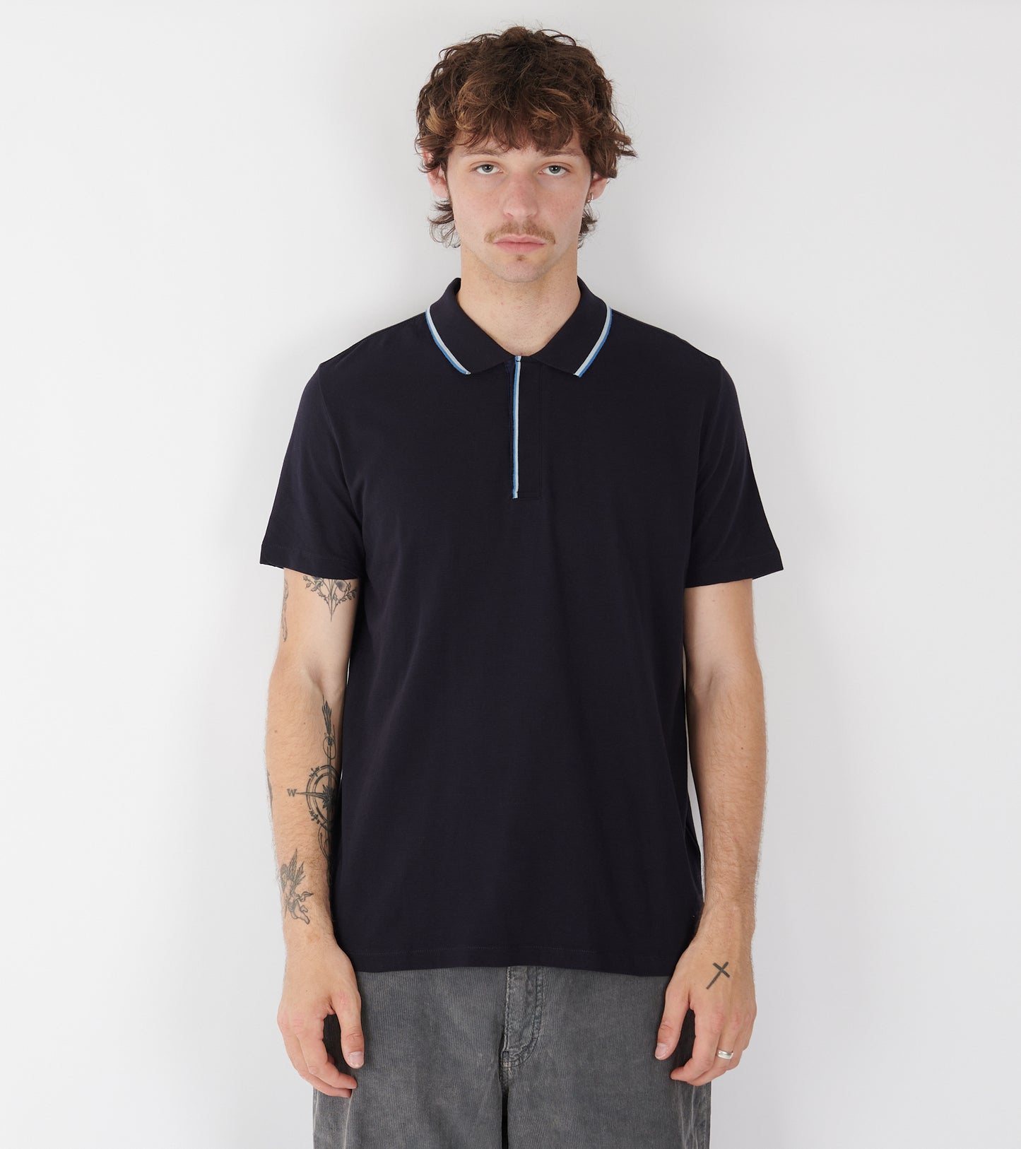 Contrast Tipping S/S Polo Navy