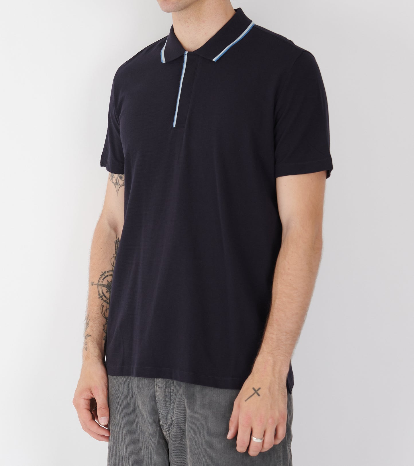Contrast Tipping S/S Polo Navy