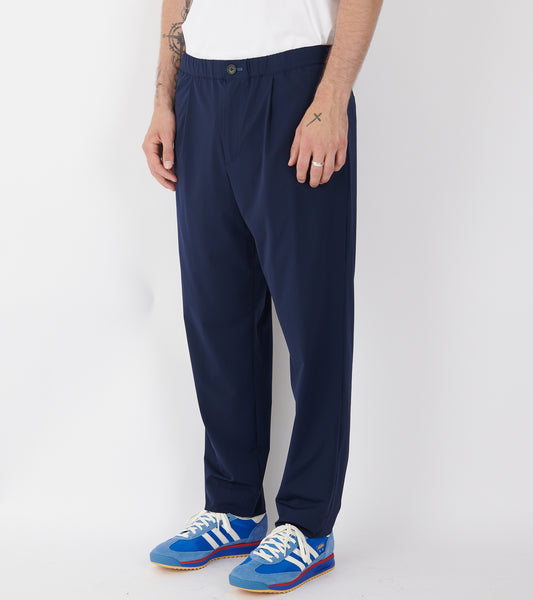 Pleated Nylon Trousers Dark Blue