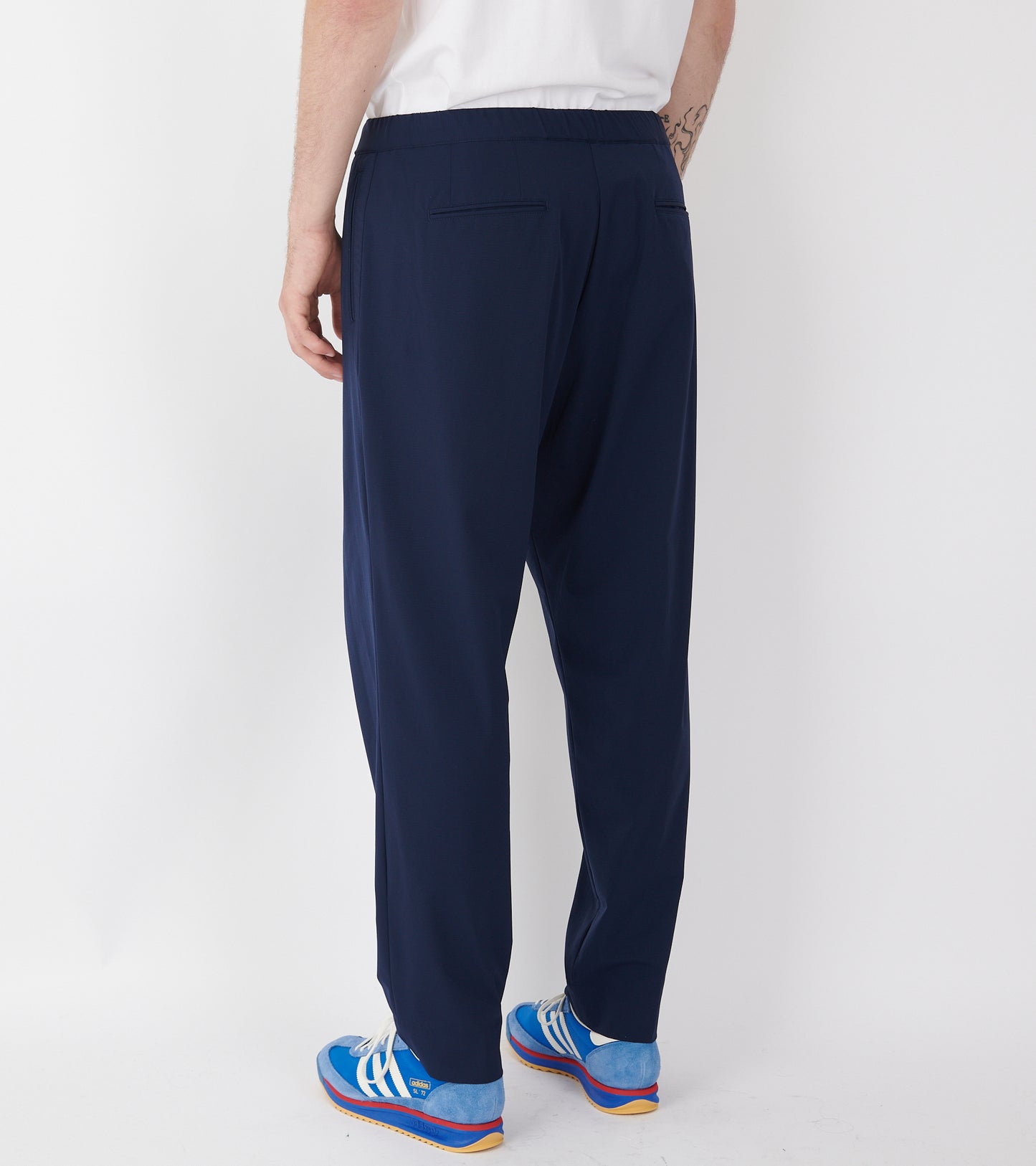 Pleated Nylon Trousers Dark Blue