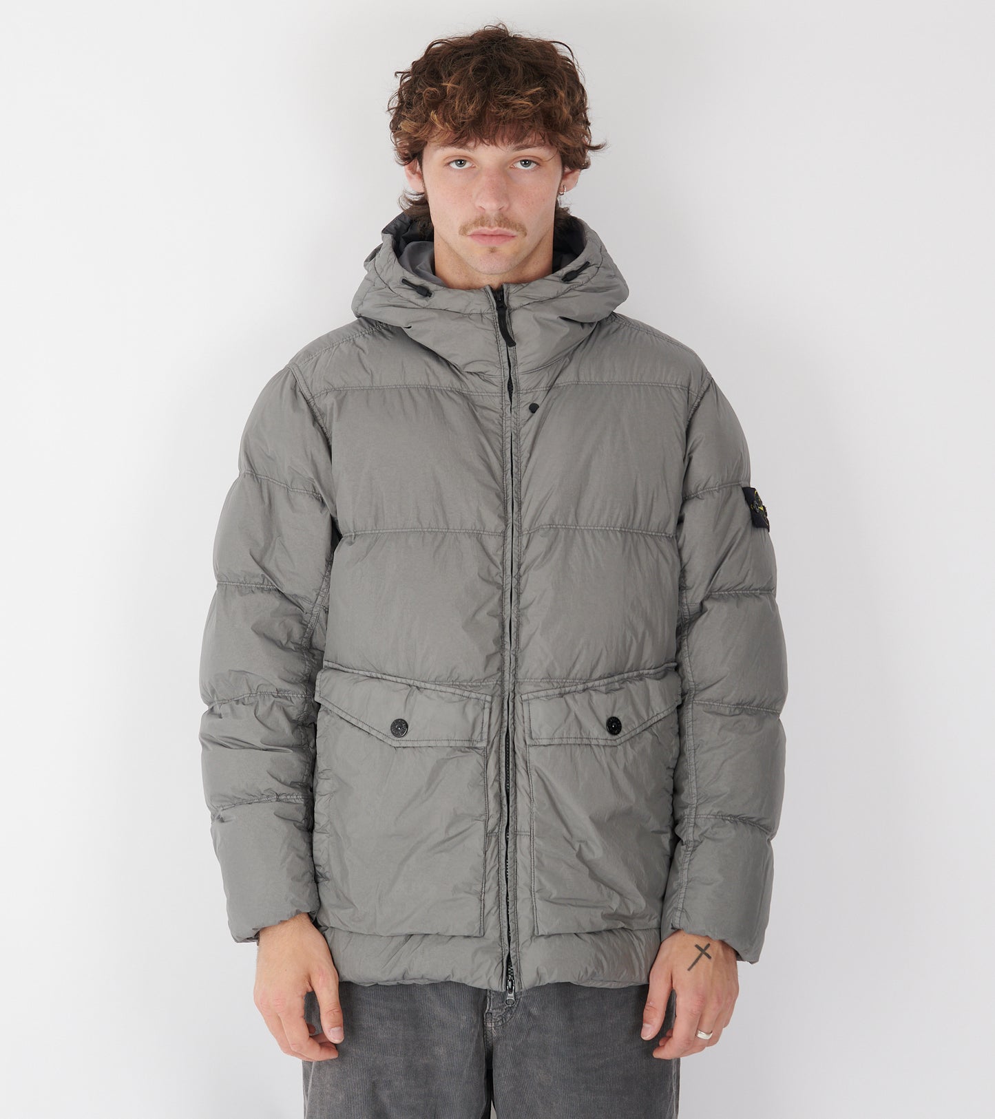 Garment Dyed Crinkle Reps Hooded NY Jacket Grey