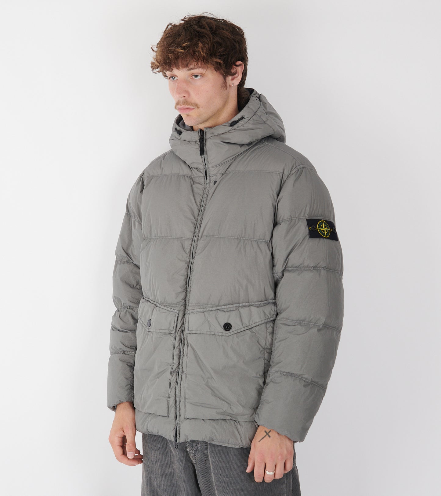 Garment Dyed Crinkle Reps Hooded NY Jacket Grey