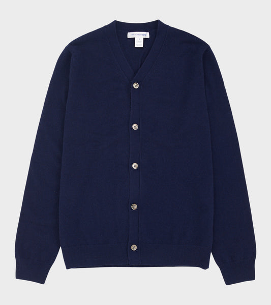 V-neck Lambswool Cardigan Navy