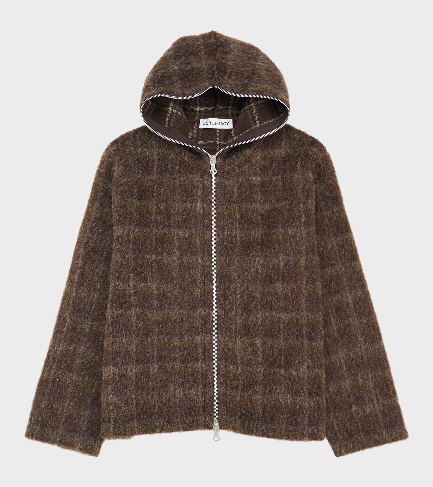 Full Zip Hood Dorf Check Hairy Wool