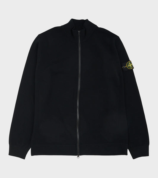 Wool Zip Cardigan Black