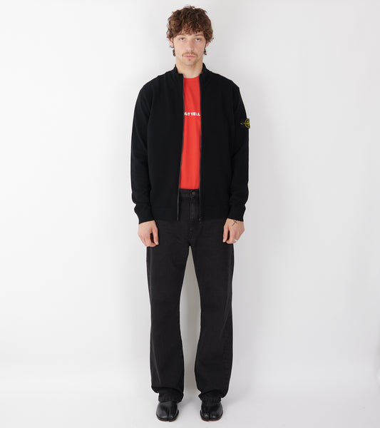 Wool Zip Cardigan Black