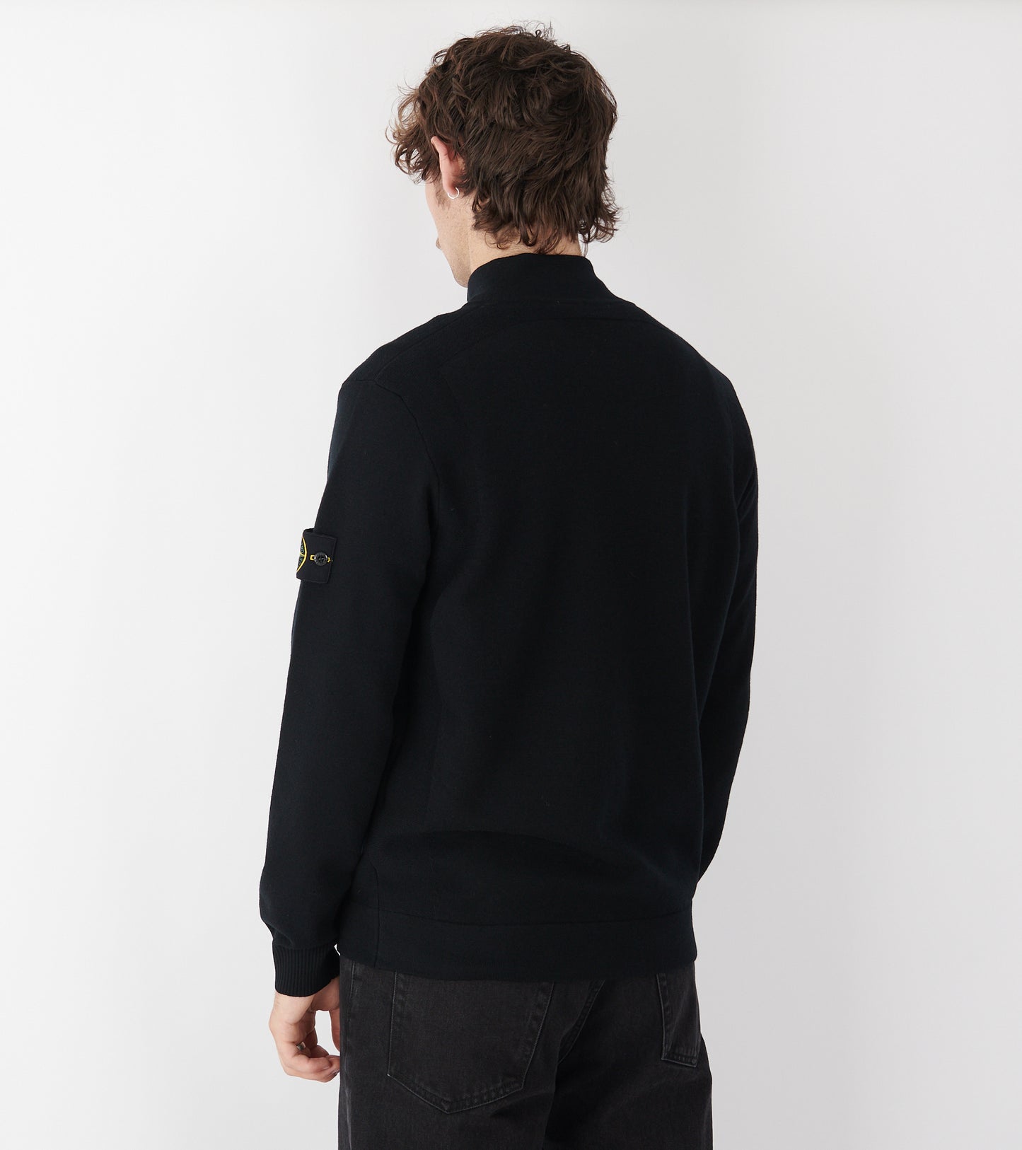 Wool Zip Cardigan Black