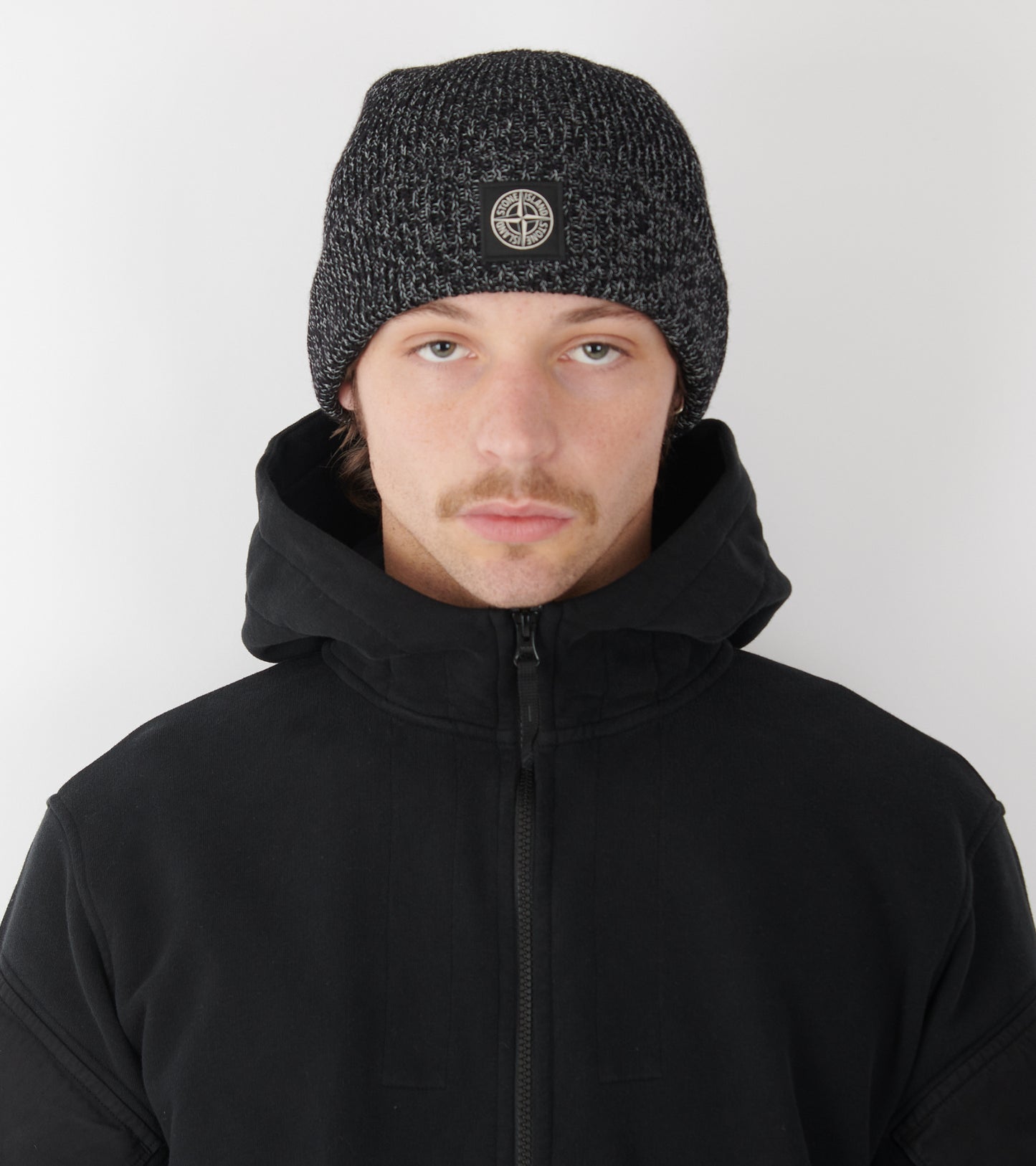 Rib Logo Beanie Black Melange