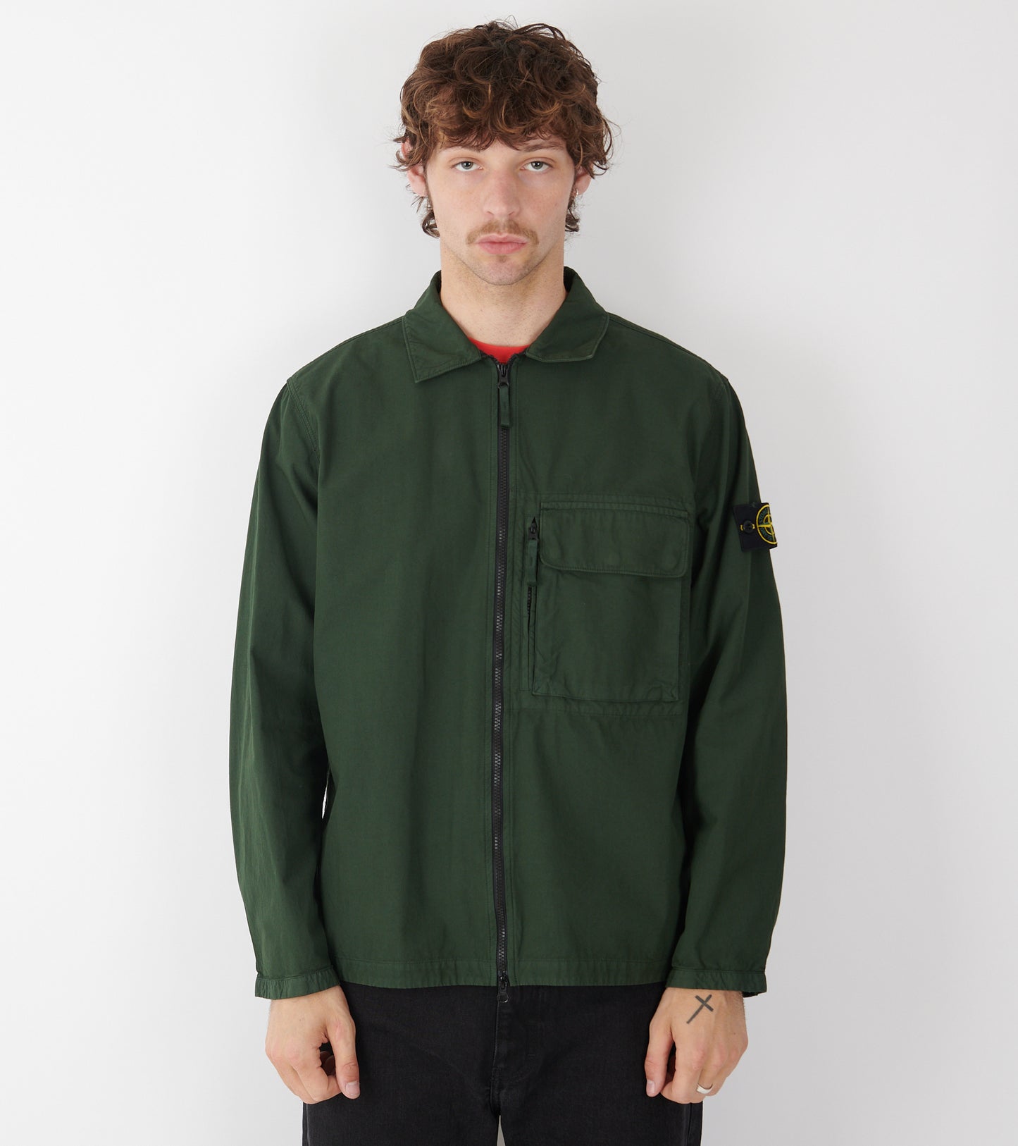 Cotton Overshirt Forrest Green