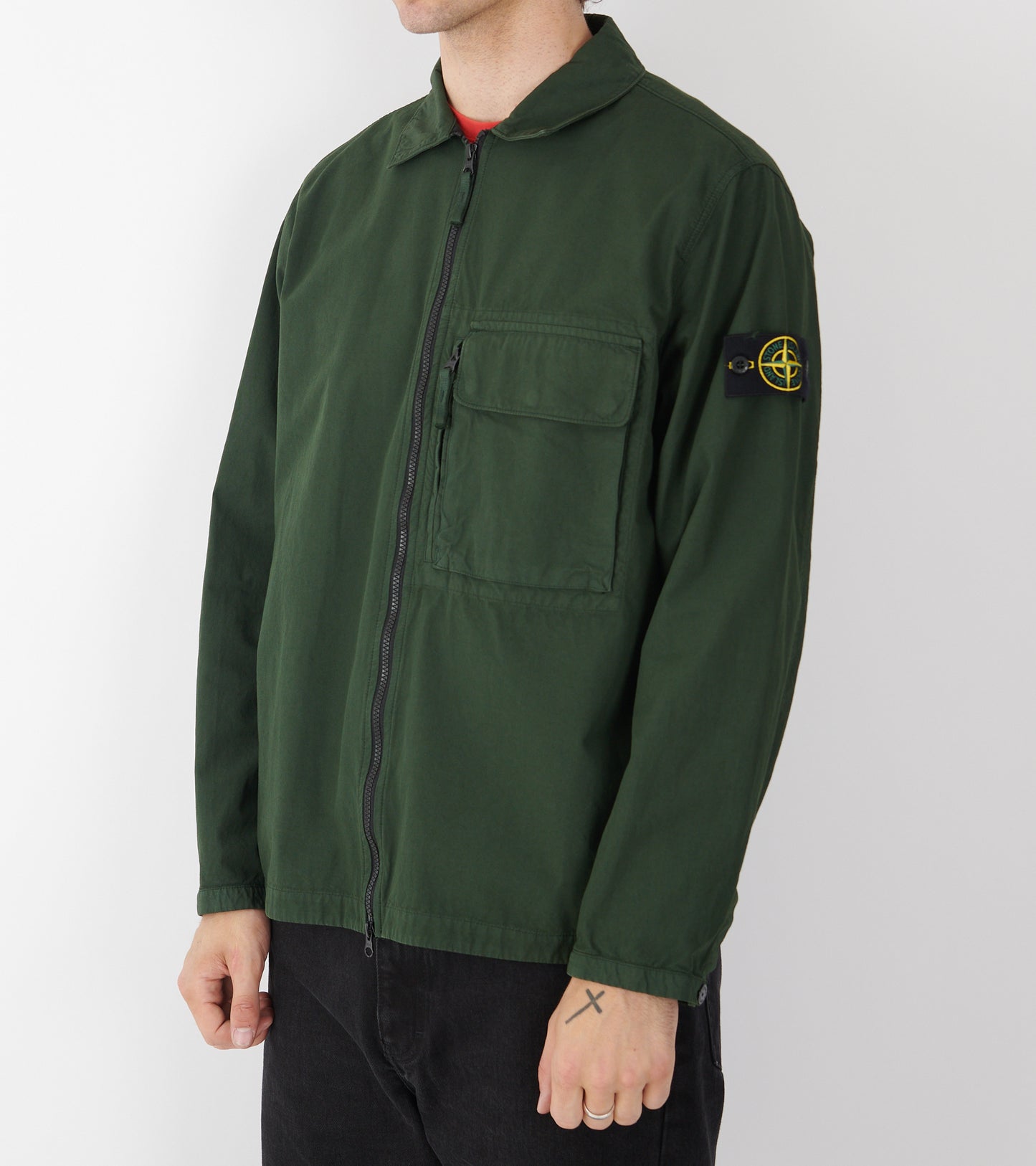 Cotton Overshirt Forrest Green