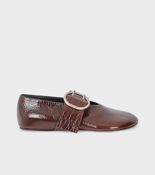 Cannolo Buckle Ballerina Dark Earth