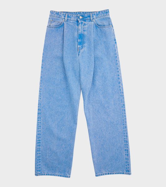 Bleached Coated Denim Jeans Blue