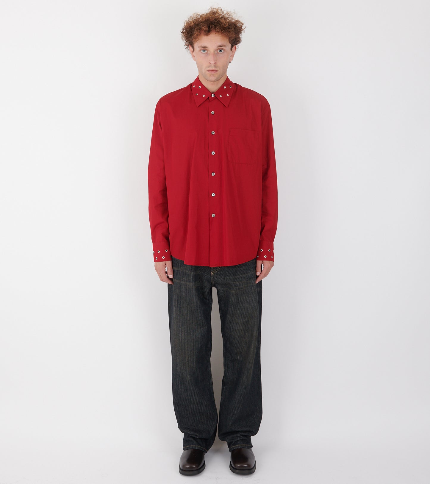Above Shirt Lipstick Red Super Poplin