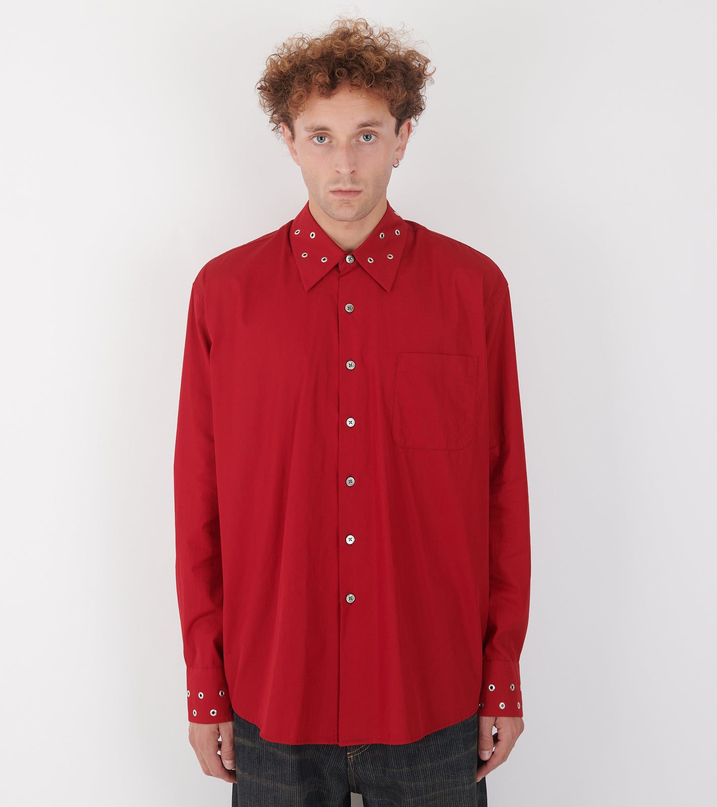 Above Shirt Lipstick Red Super Poplin