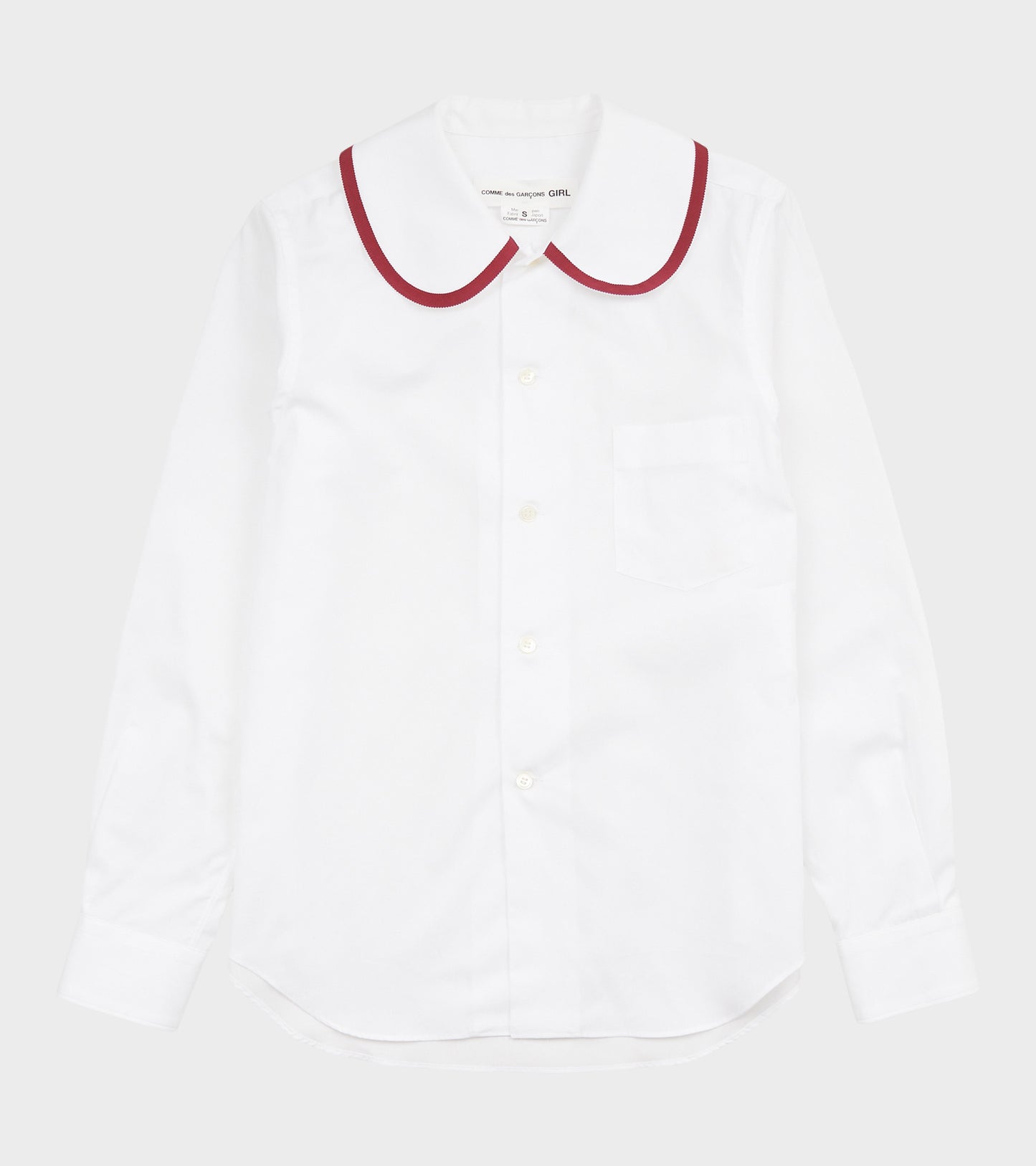 Round Collar Shirt Red/White