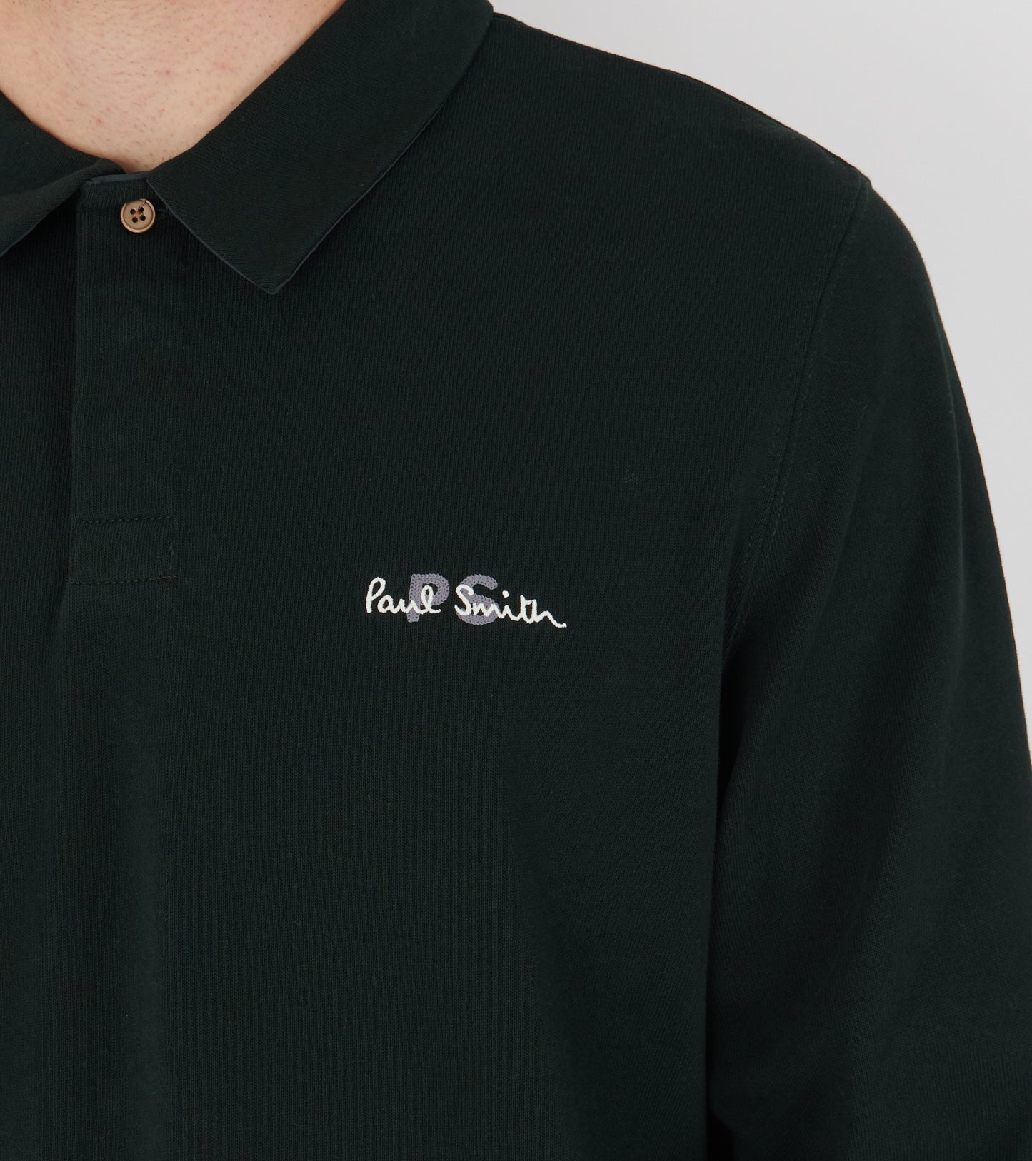 PS Logo Embroidery L/S Polo Shirt Green