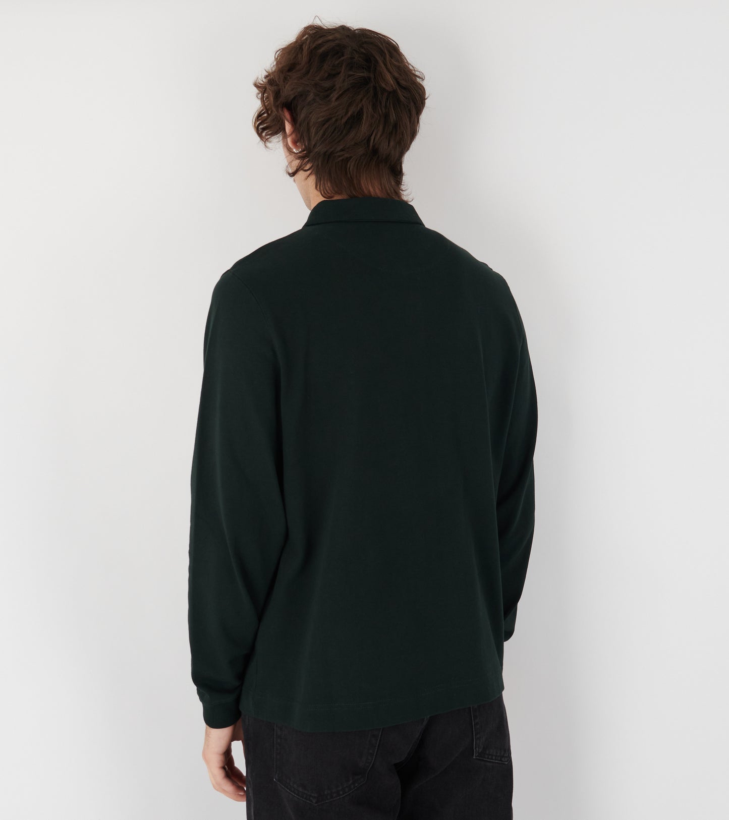 PS Logo Embroidery L/S Polo Shirt Green