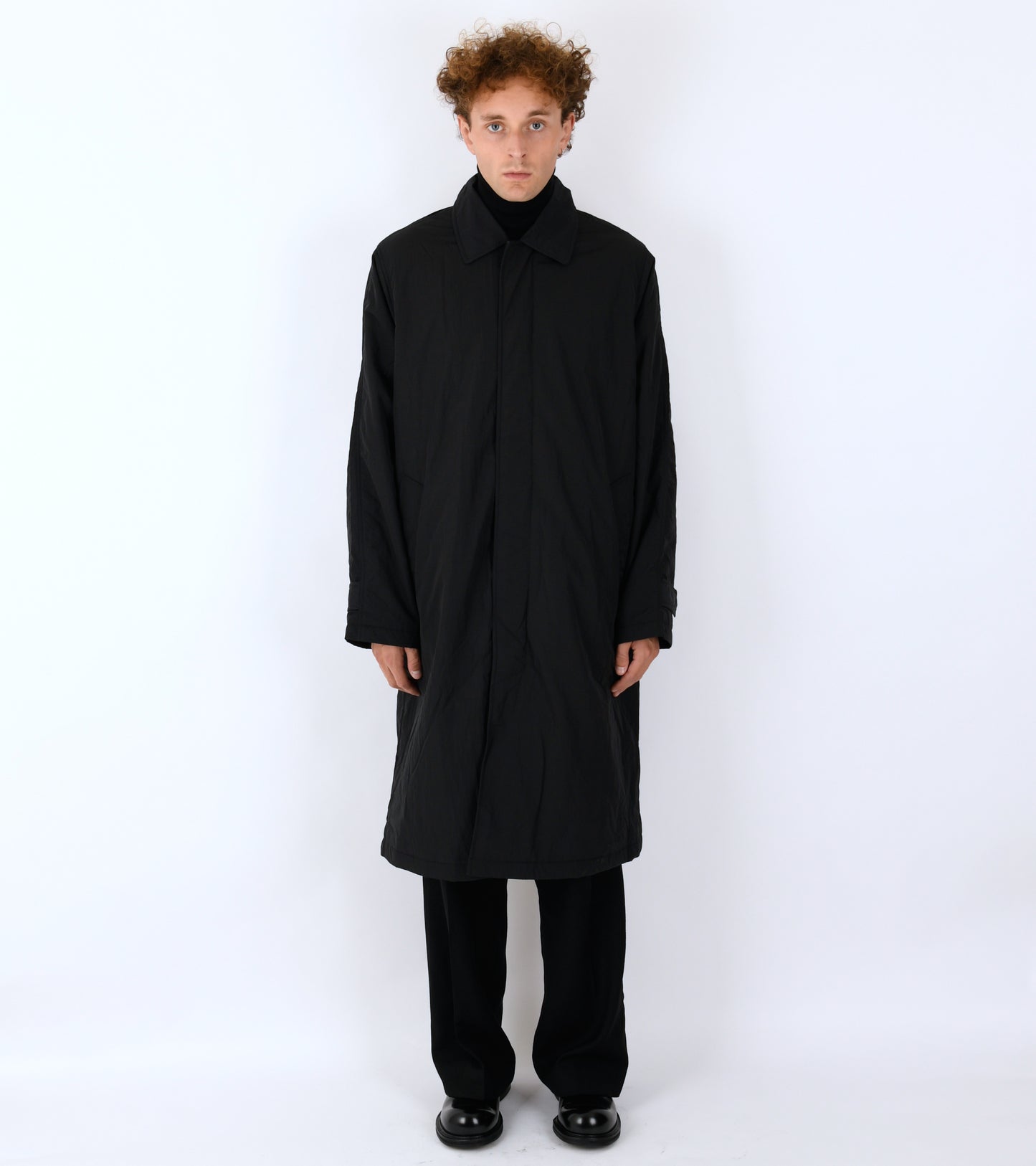 Relaxed Nylon Coat Black
