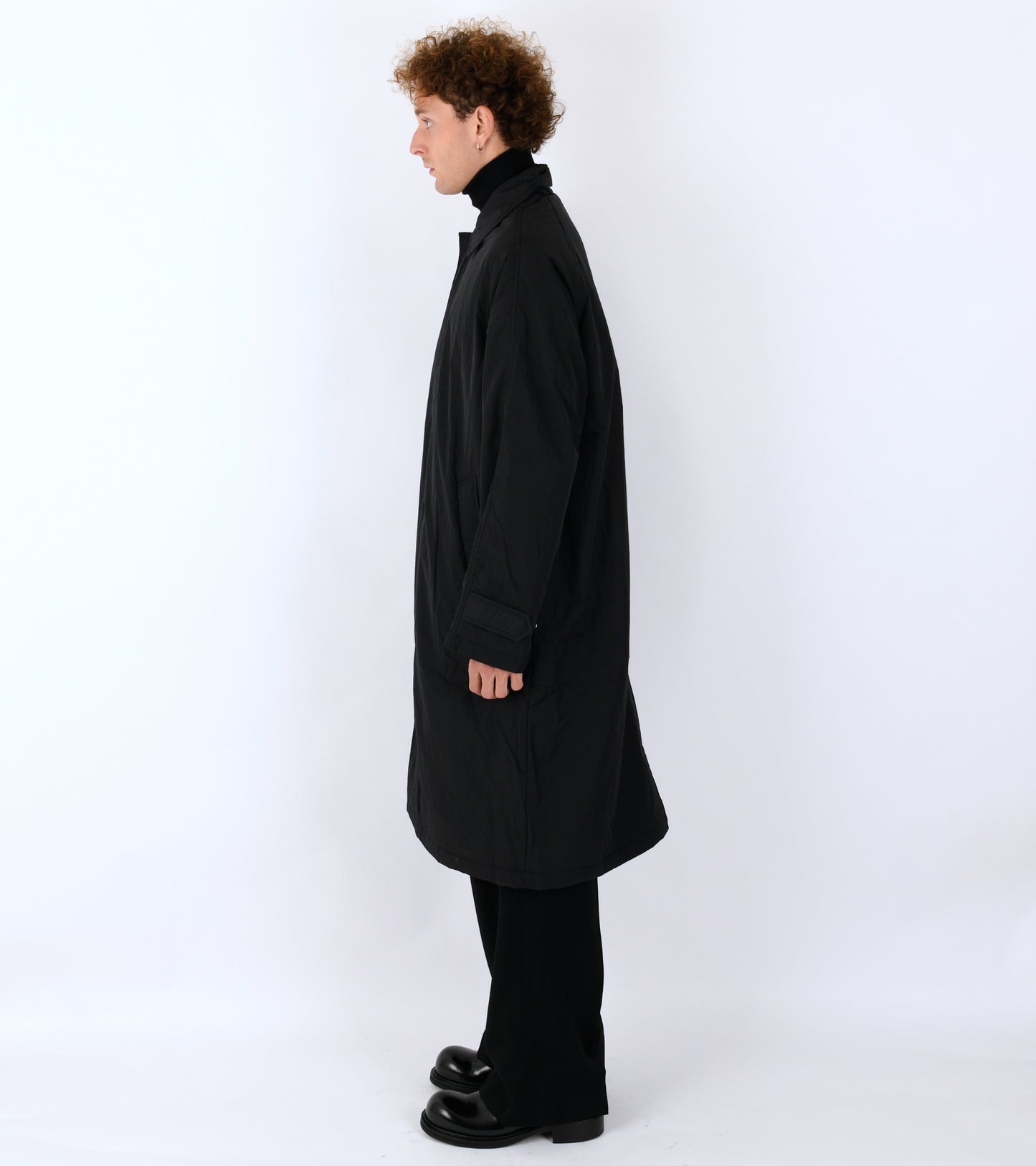 Relaxed Nylon Coat Black