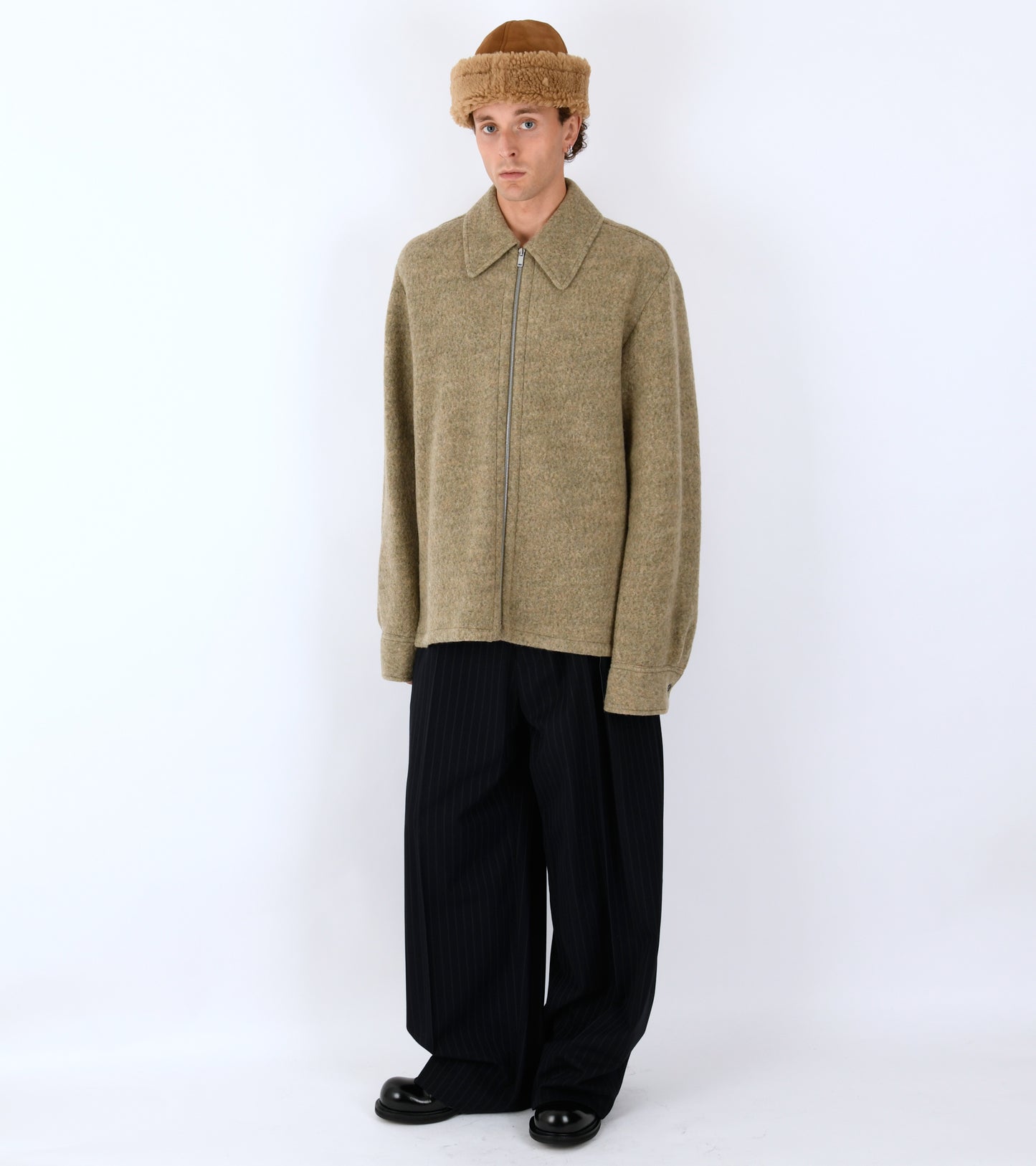 Melange Felted Wool Shirt Fern