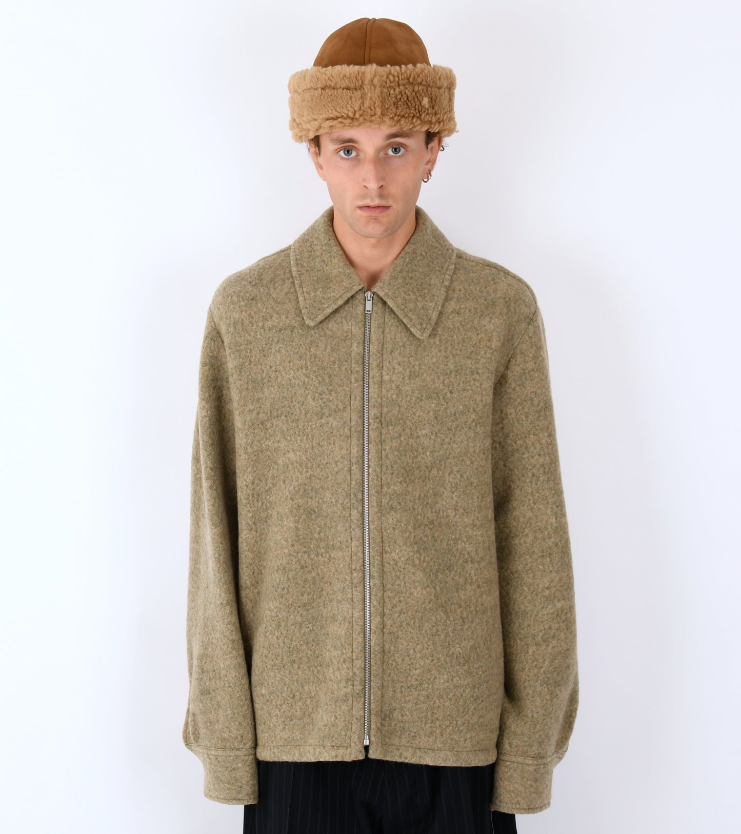 Melange Felted Wool Shirt Fern