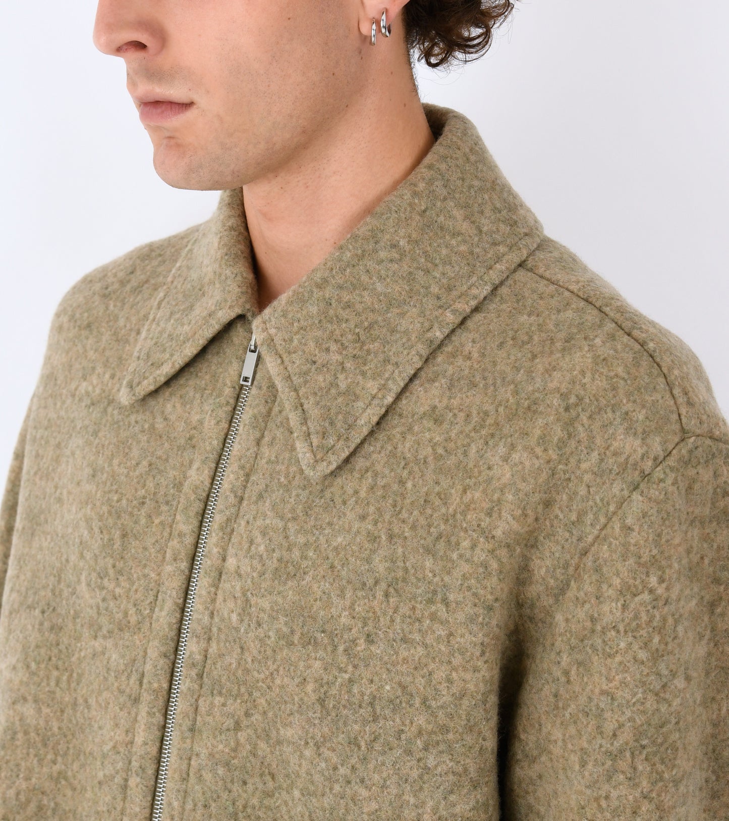 Melange Felted Wool Shirt Fern