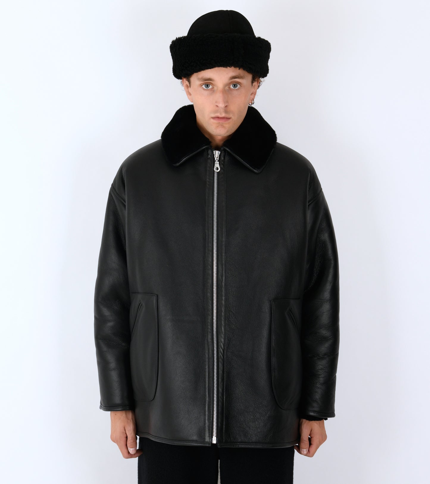 Leather Back Straight Hair Ronny Jacket Black