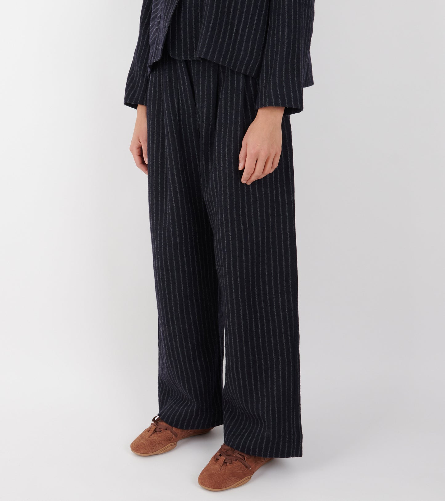 Japanese Striped Boucle Mara Trouser Navy/Grey