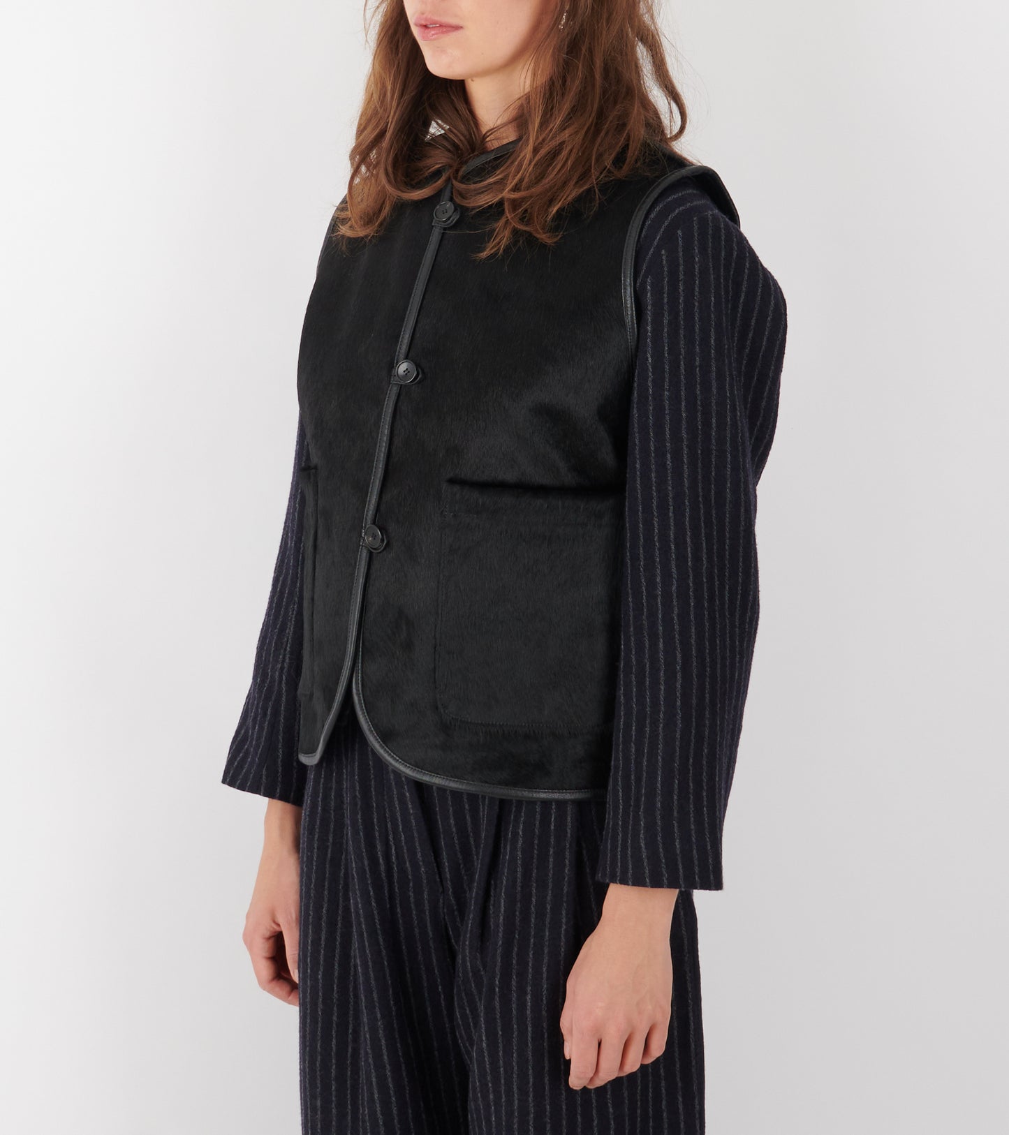 Hair On Leather Hide Ella Vest Black
