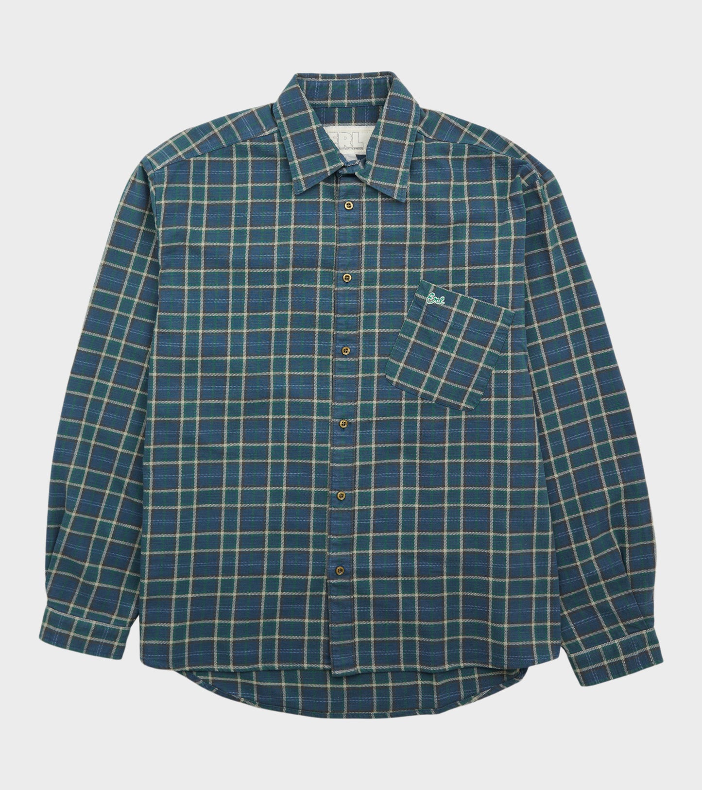 Relaxed Plaid Check Overshirt Green/Blue Mix