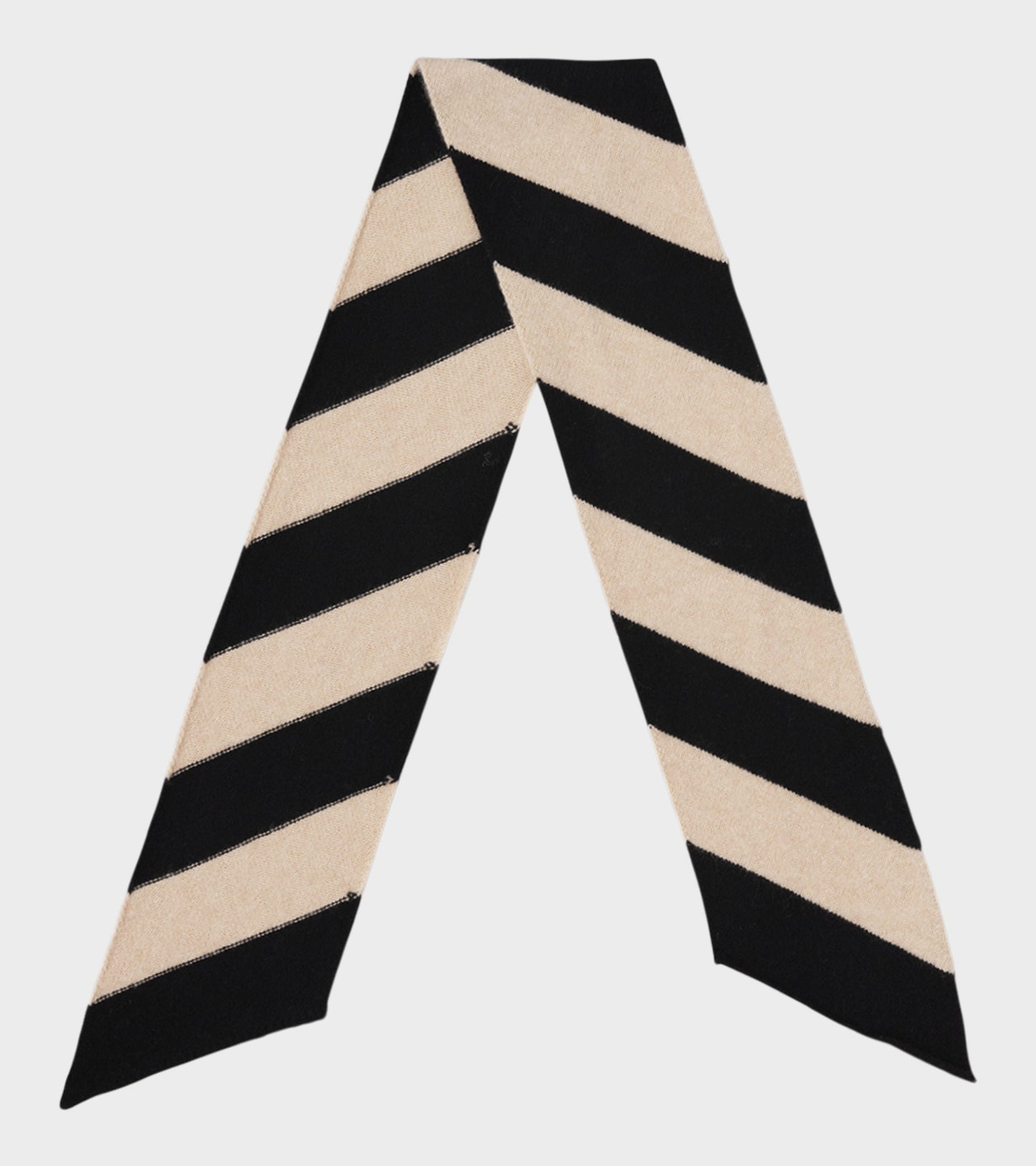 Small Diagonal Stripe Scarf Black/Oatmeal