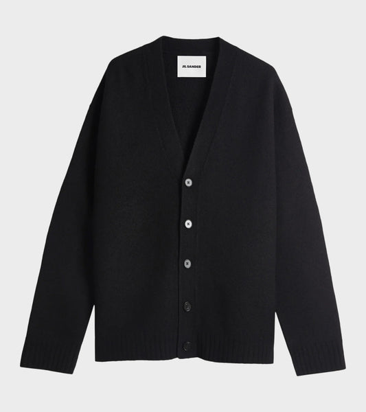 Boiled Wool Cardigan Black
