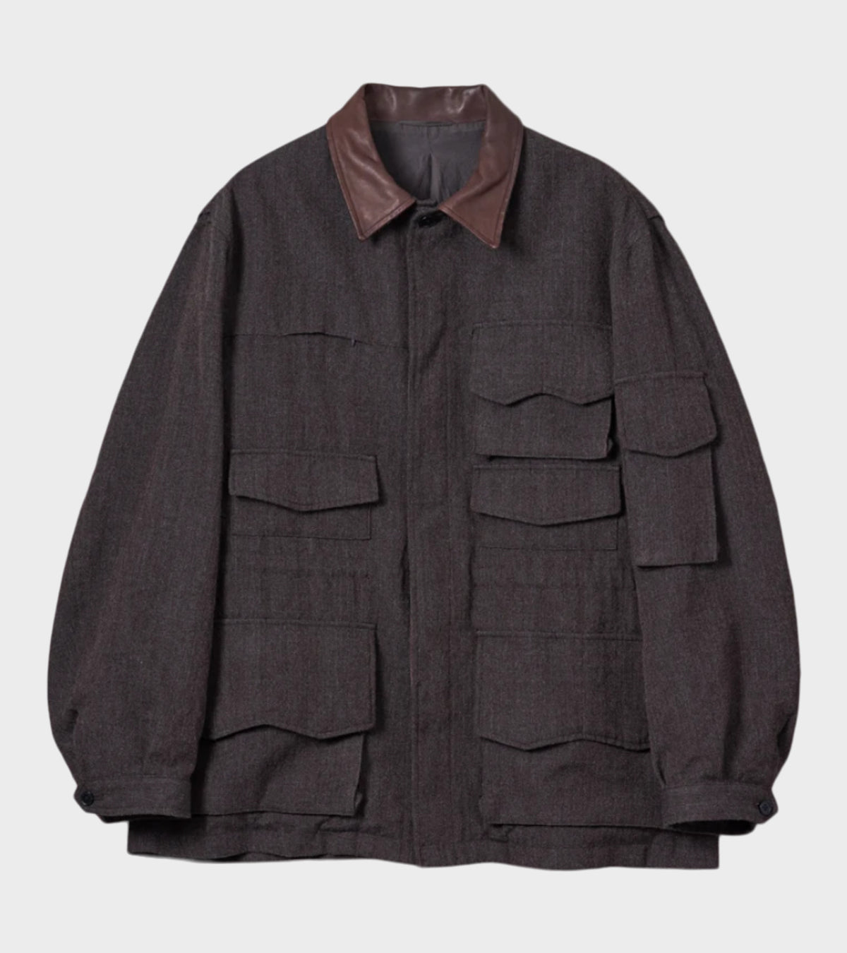 Wool Herringbone Explorer Jacket Top Brown