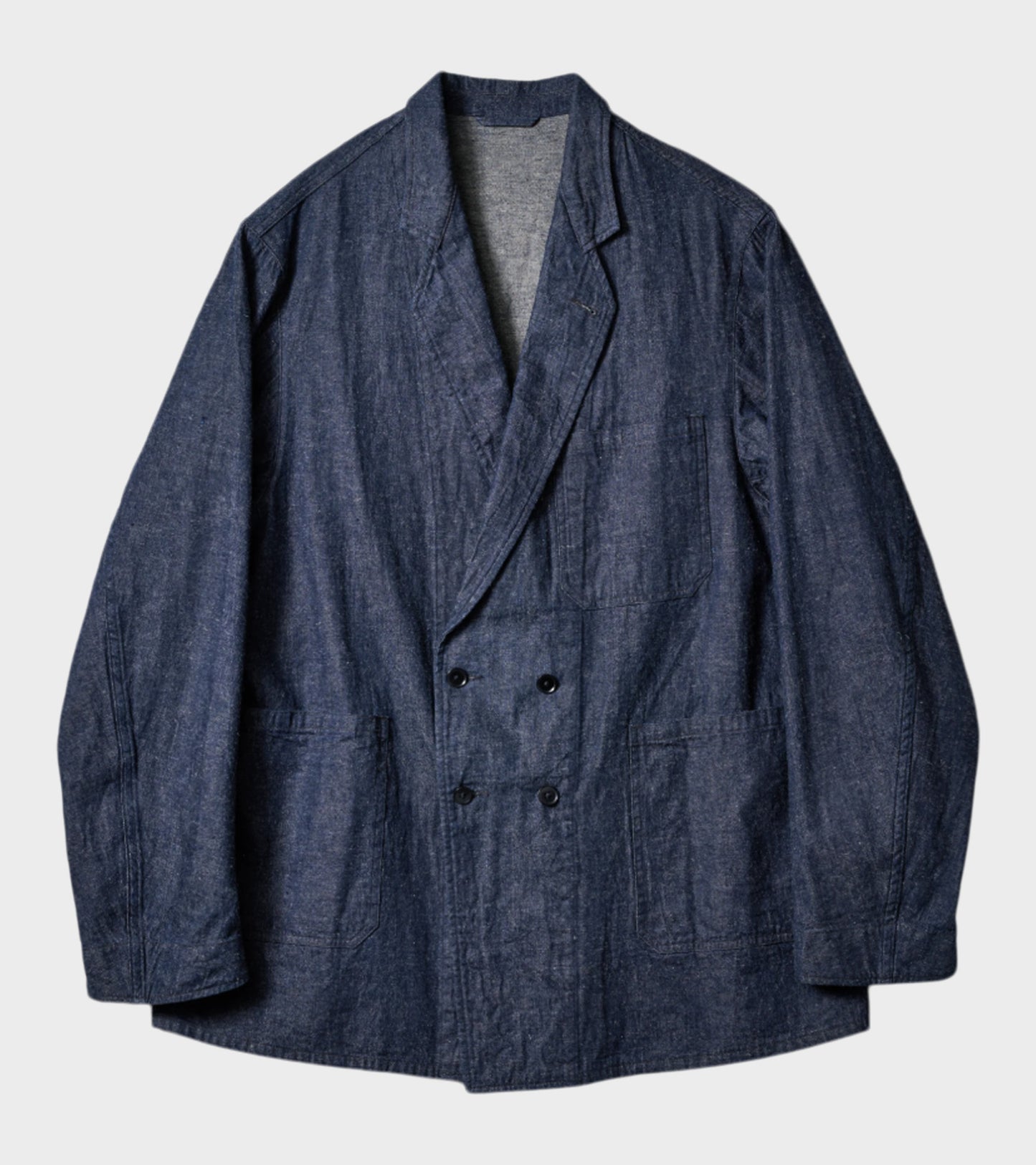 Cotton Linen Denim Jacket Blue