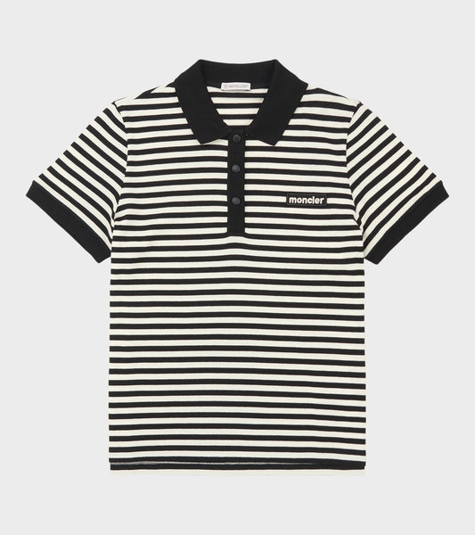 Striped Logo Polo Black/White