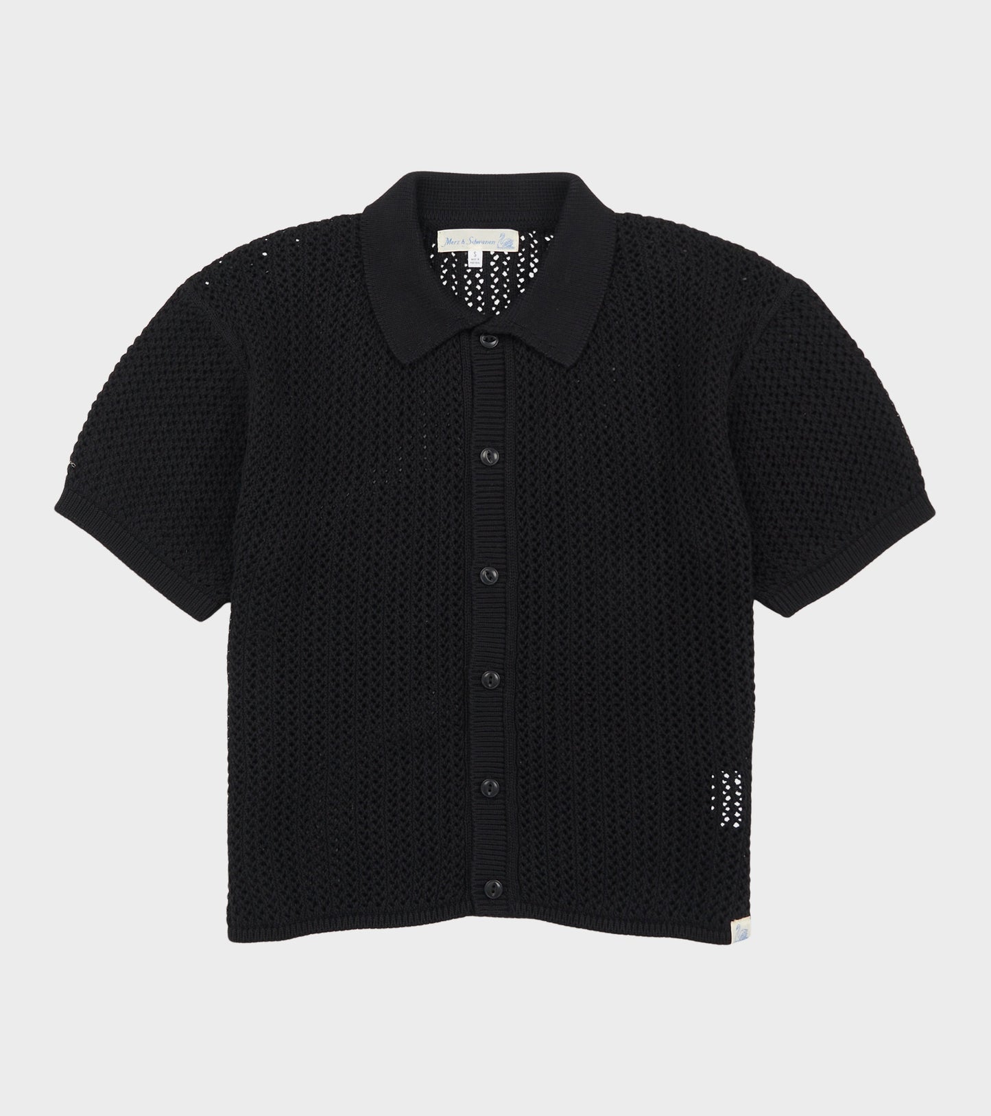 Crochet Knit Shirt Black