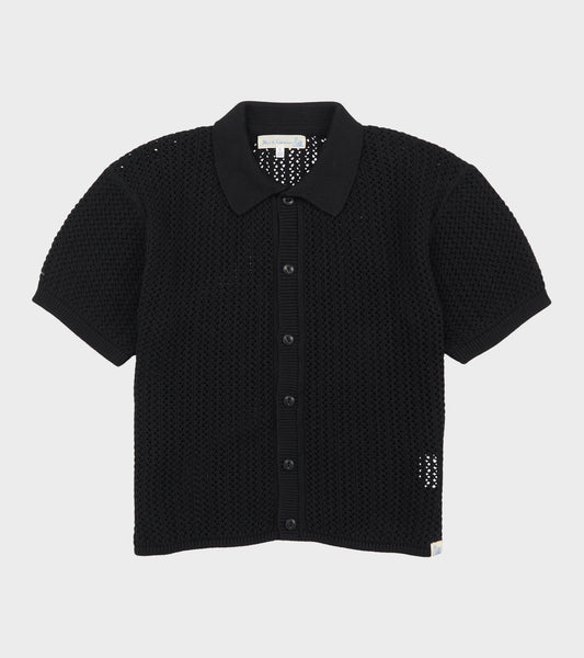 Crochet Knit Shirt Black