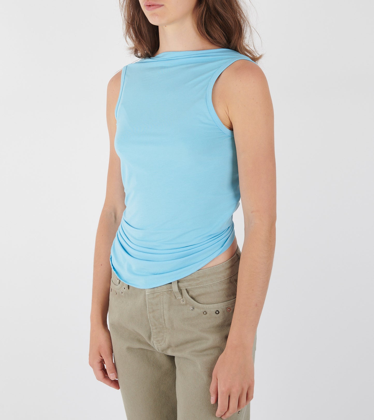 Duli Asymmetrical Sleeveless Top Blue