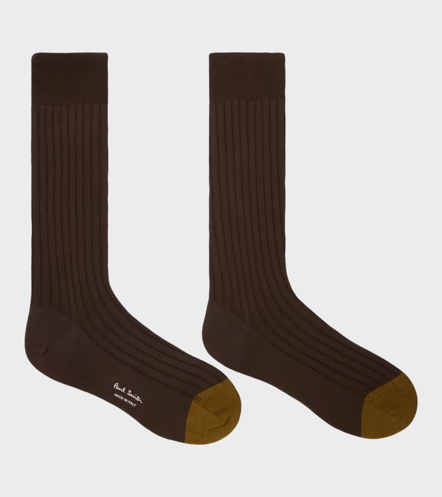 Cotton Silk Rib Socks Brown