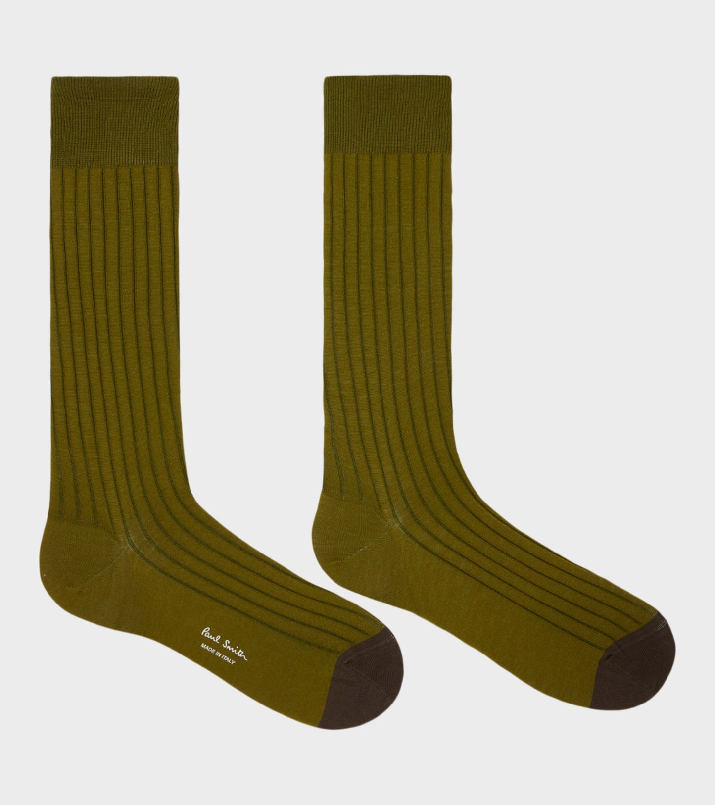 Cotton Silk Rib Socks Khaki