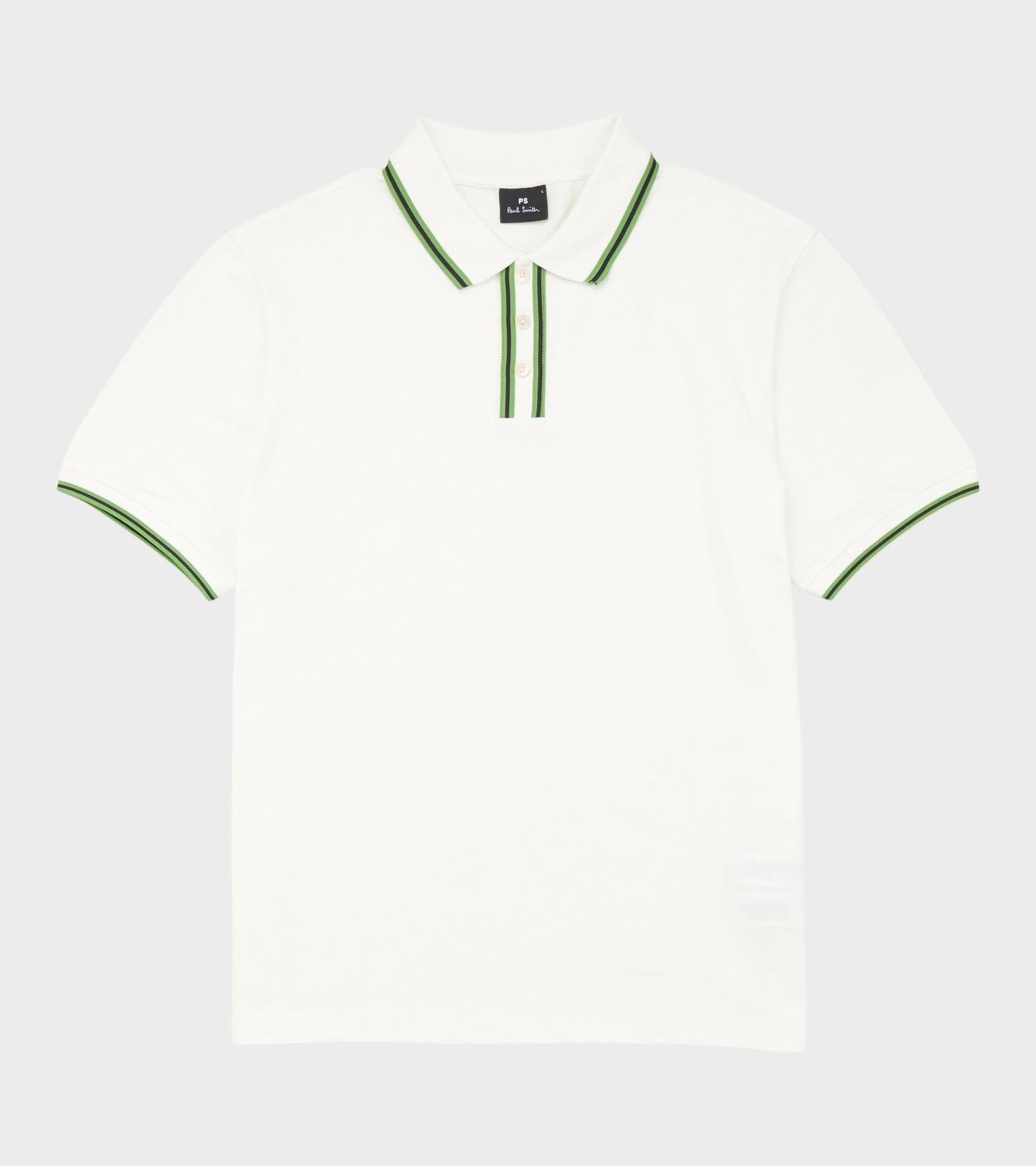 S/S Polo Shirt White/Green
