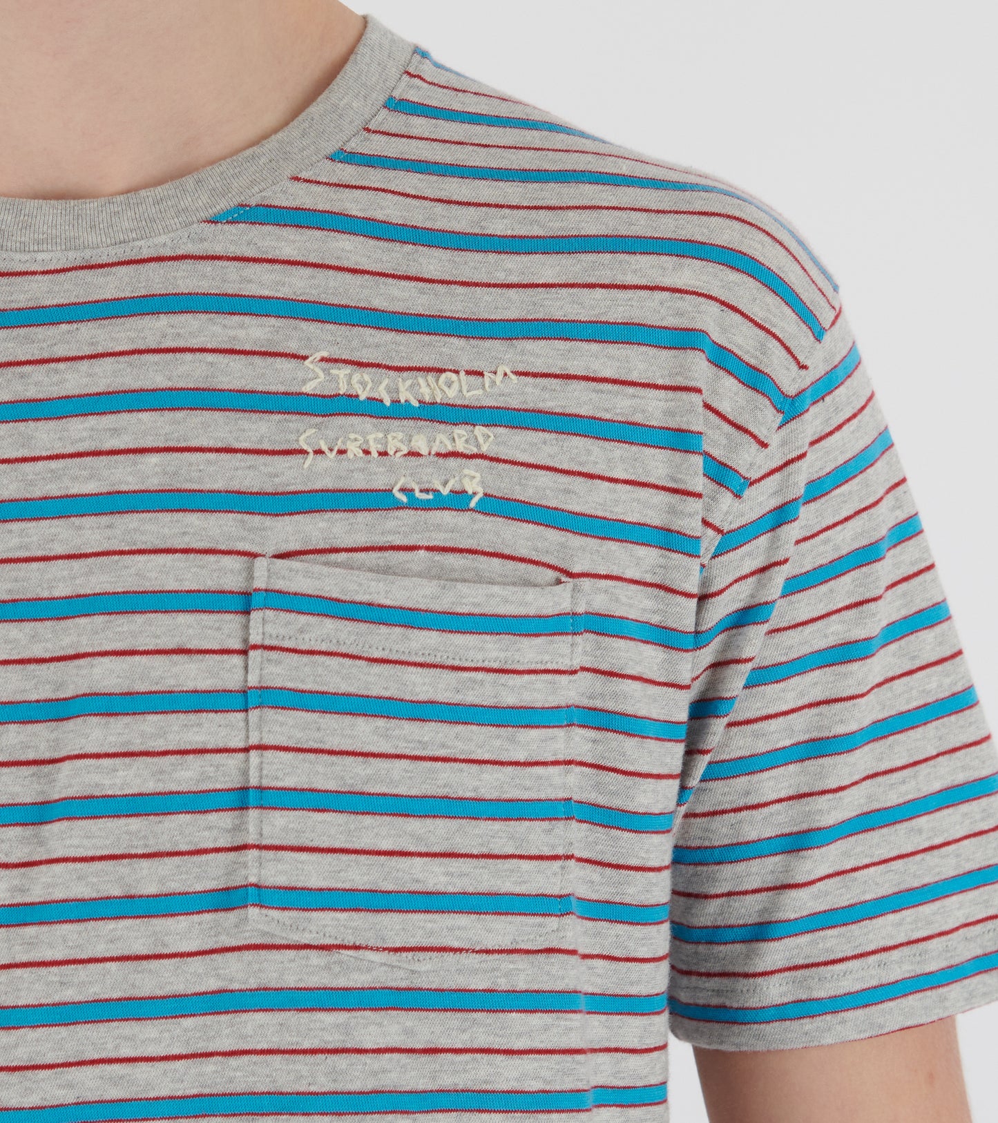 Franz Striped Pocket Tee Grey