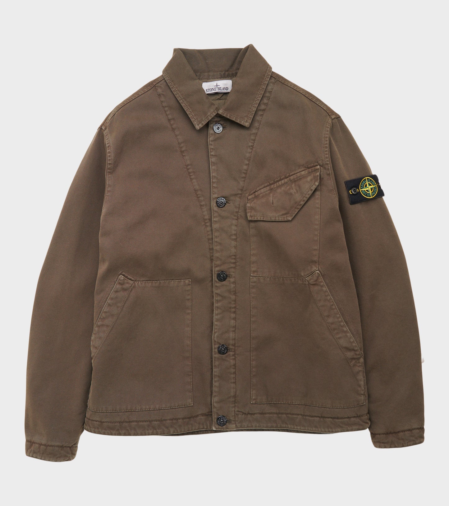 Cotton Panama Old Effect-TC Jacket Olive Brown
