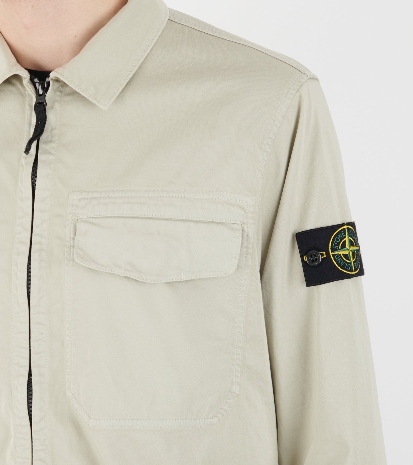 Cotton Zip Overshirt Beige