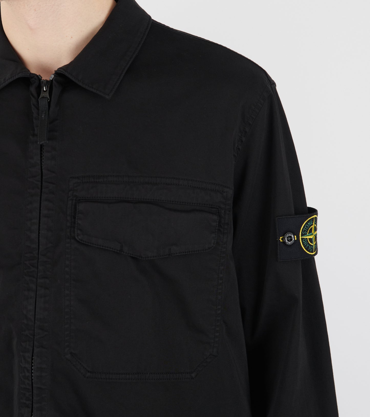 Cotton Zip Overshirt Black